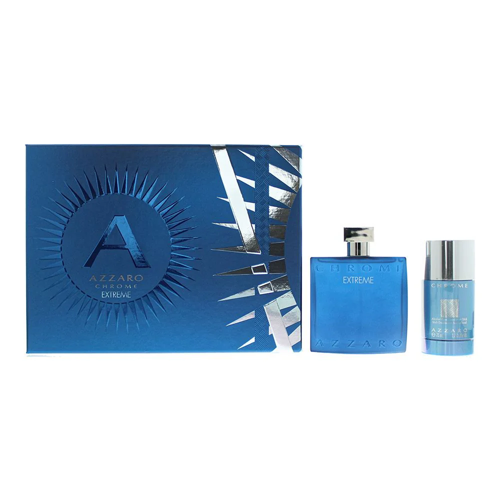 Azzaro Chrome Extreme 2 Piece Gift Set: EDP 100ml - Deodorant Stick 75g Men