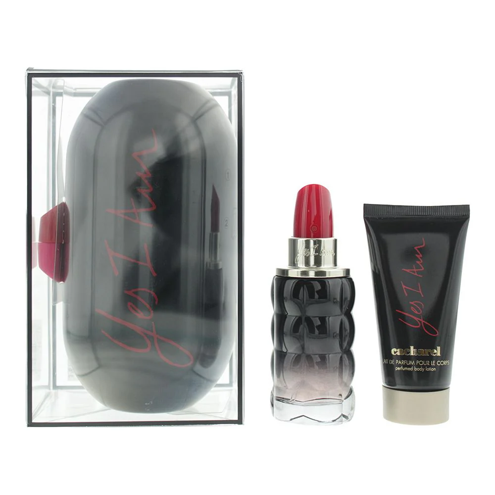 Cacharel Yes I Am 3 Piece Gift Set: EDP 50ml - Fragrance Body Lotion 50ml - Case