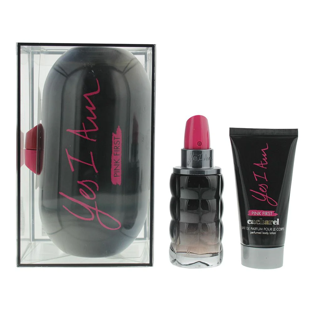 Cacharel Yes I Am Pink First Gift Set: EDP 50ml- Fragrance Body Lotion 50ml-Case