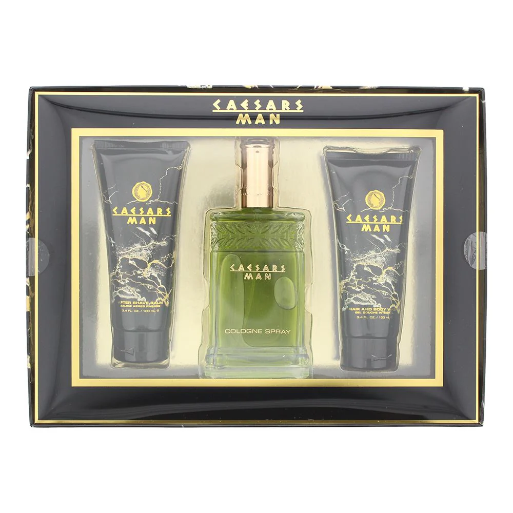Caesars Man Set Cologne120ml-Hair Body Wash 100ml-Aftershave Balm 100ml For Men