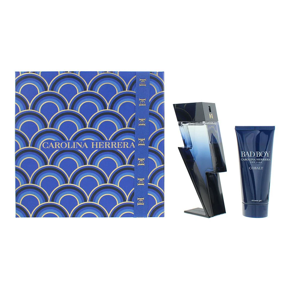 Carolina Herrera Bad Boy Cobalt 2pc Gift Set EDT 100ml  Shower Gel Men