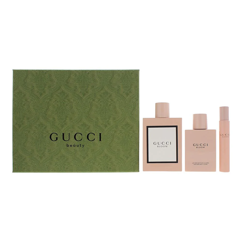 Gucci Bloom 3 Piece Gift Set: EDP 100ml - Body Lotion 100ml - Roller Ball 7.4ml