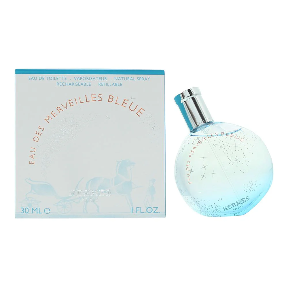 Hermes Eau Des Merveilles Bleue Refillable Eau de Toilette 30ml Women Spray
