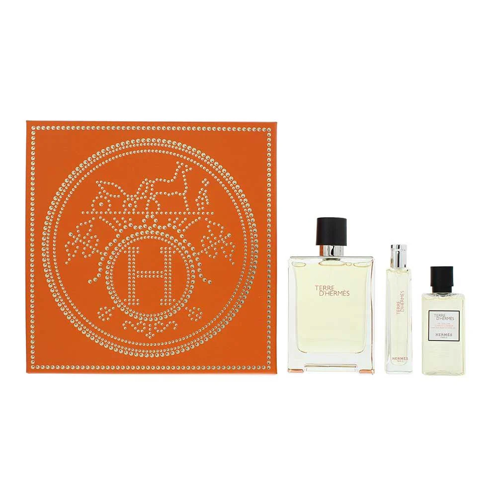 Hermes Terre D'Hermes 3 Pcs Gift Set: EDT 100ml  15ml  Shower Gel 40ml Men