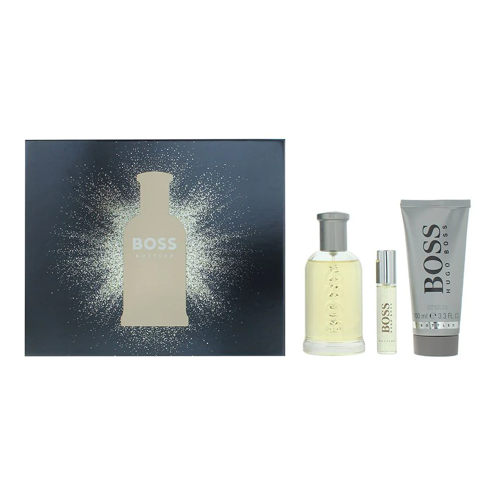 Hugo Boss Bottled 3pc Gift Set EDT 100ml  10ml  Shower Gel 100ml Men