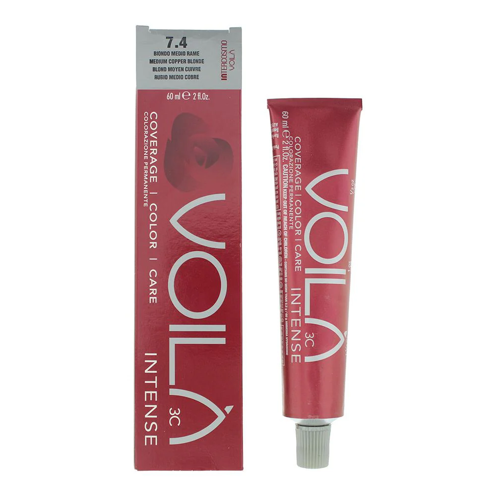Intercosmo Voila 3C Intense 7.4 Medium Copper Blonde Hair Colour 60ml For Women