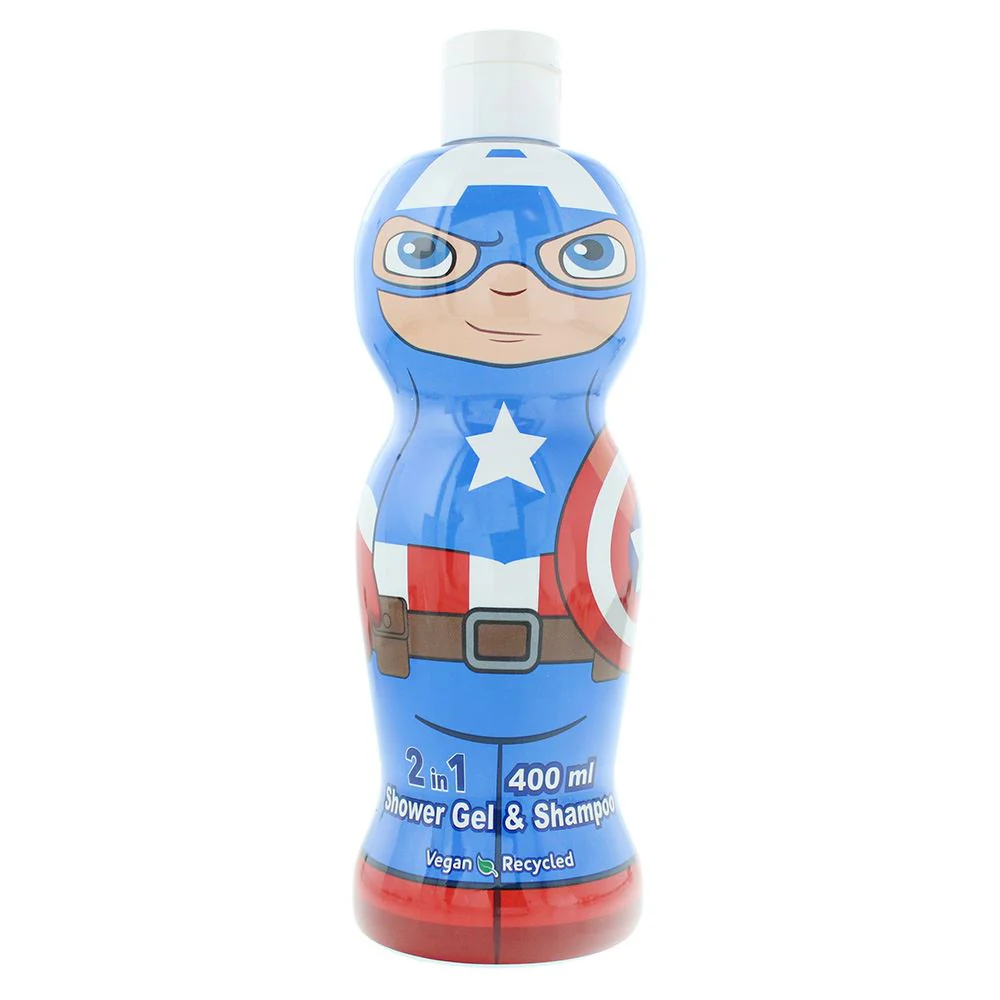Marvel Captain America 2 In 1 Shower Gel Shampoo 400ml for Children