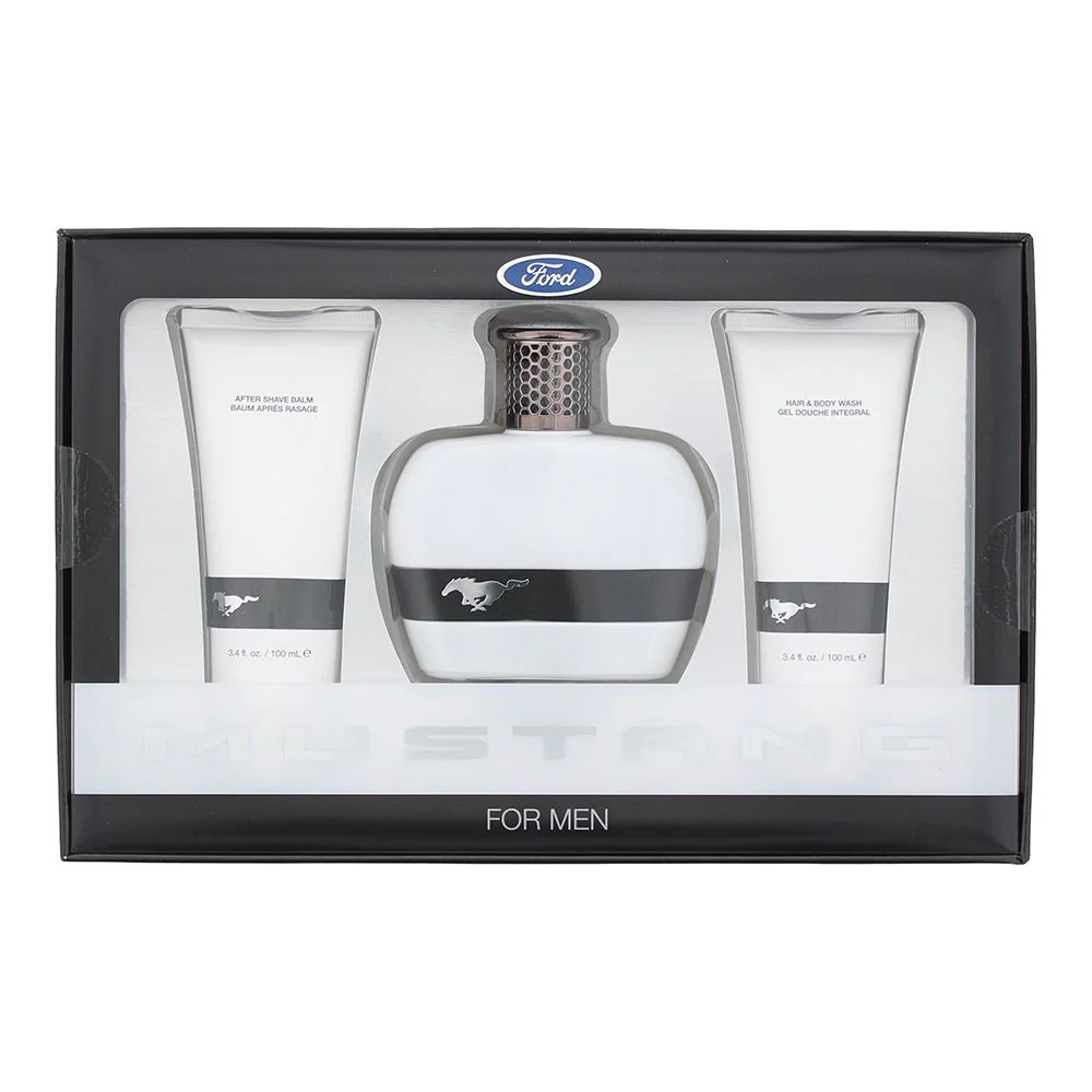Mustang White Gift Set: EDT 100ml - Aftershave Balm 100ml - Hair Body Wash 100ml