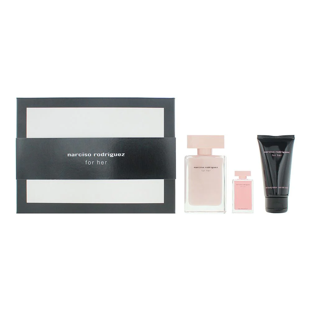 Narciso Rodriguez For Her 3pc Gift Set EDP 50ml  7.5ml  Body Lotion
