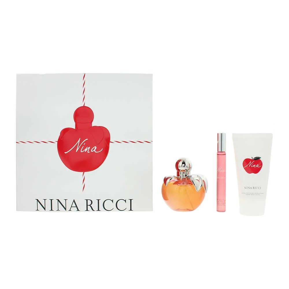 Nina Ricci Nina 3 Pc Set: EDT 80ml  Rollerball 10ml  Body Lotion 75ml Women