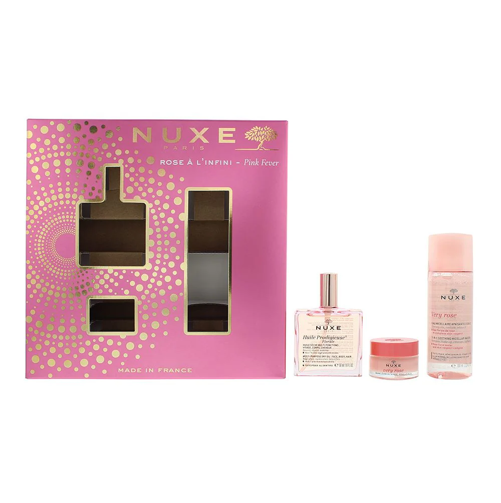 Nuxe Rose A L'infini Gift Set Body Oil 50ml-Micellar Cleanser 100ml-Lip Balm 15g