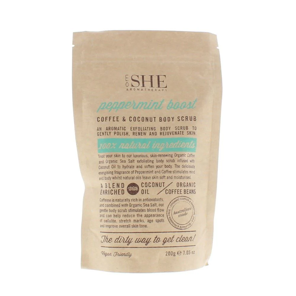 Om She Coffee & Coconut Body Scrub Peppermint Boos