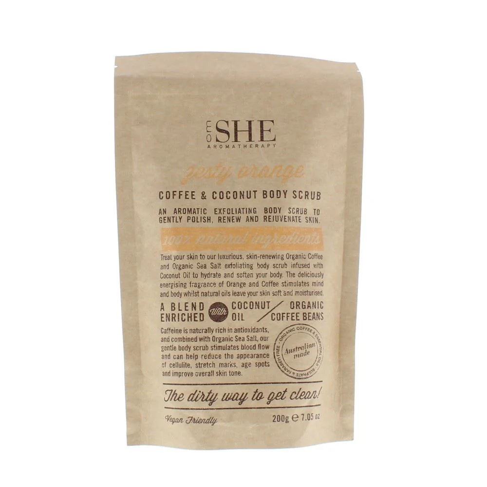 Om She Coffee & Coconut Body Scrub Zesty Orange 2
