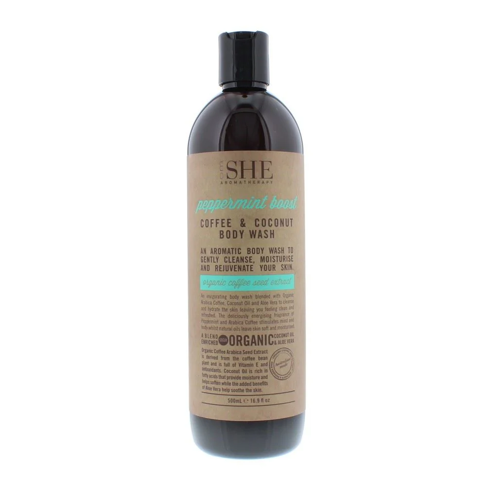 Om She Coffee & Coconut Body Wash Peppermint Boost 500ml