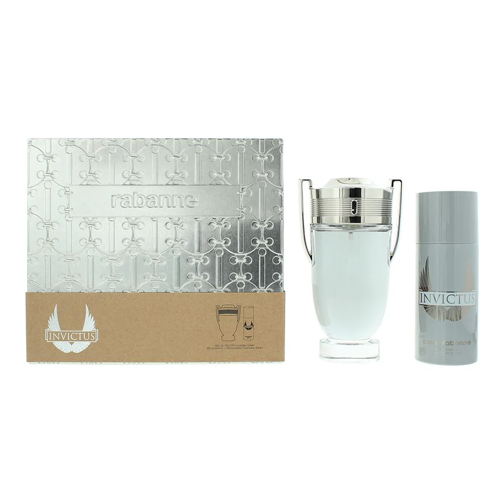 Paco Rabanne Invictus 2 Pcs Gift Set: EDT 200ml - Deodorant Spray 150ml For Men