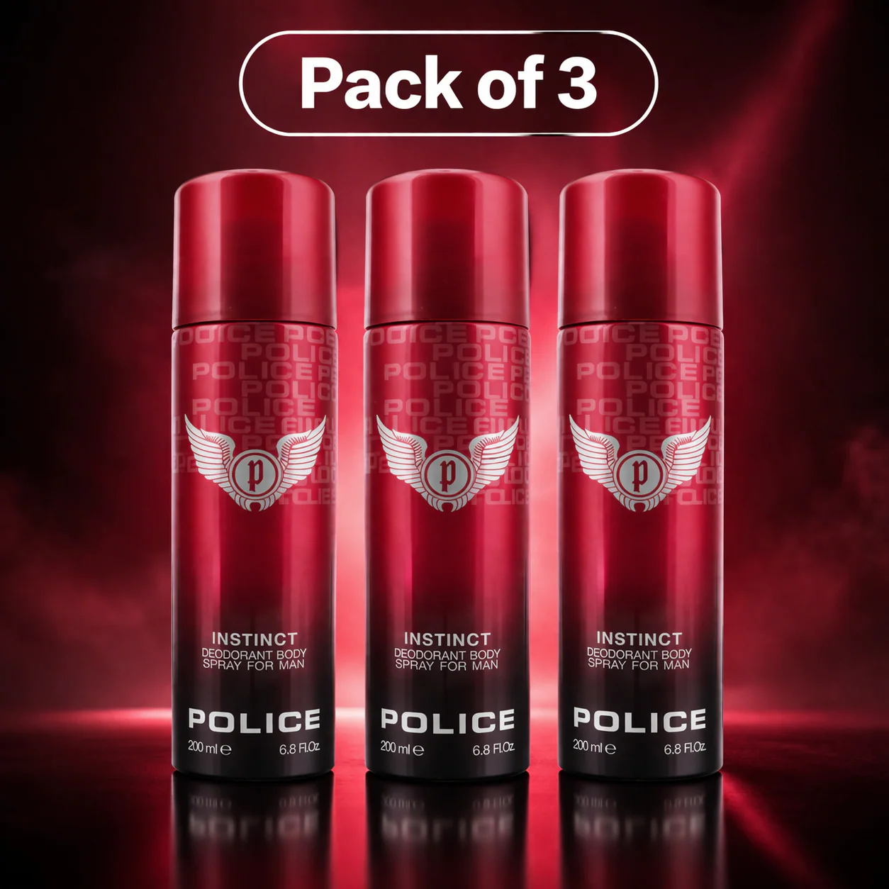 Police Instinct Deodorant Body Spray for Men - Pack of 3