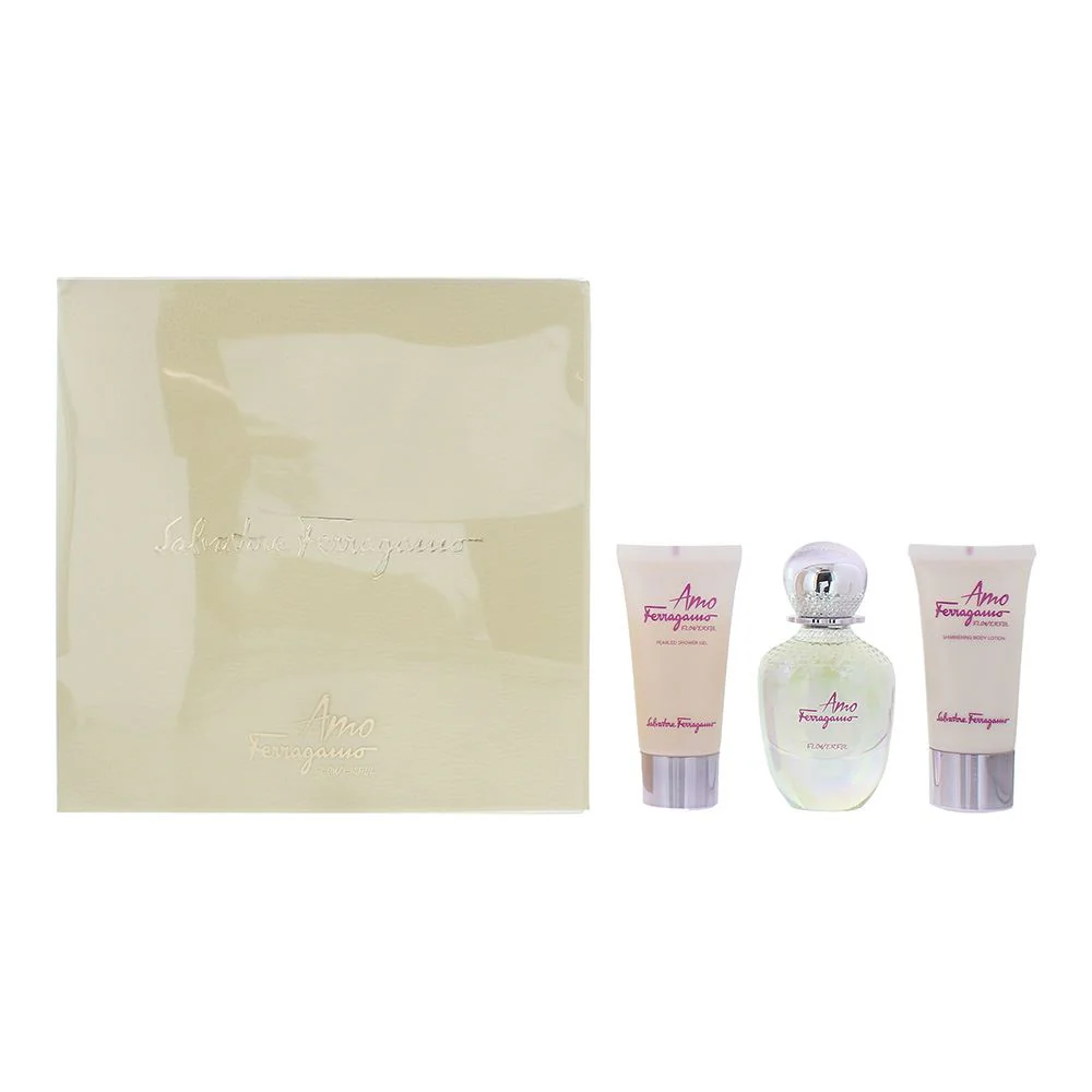 Salvatore Ferragamo Amo Flowerful 3Pc Gift Set: EDT 50ml - Shower Gel - Lotion