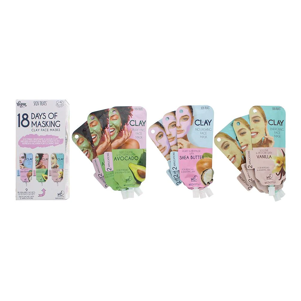 Skin Treats 18 Days Of Masking Set - 9 Re-Sealable Sachets Total 270ml Women
