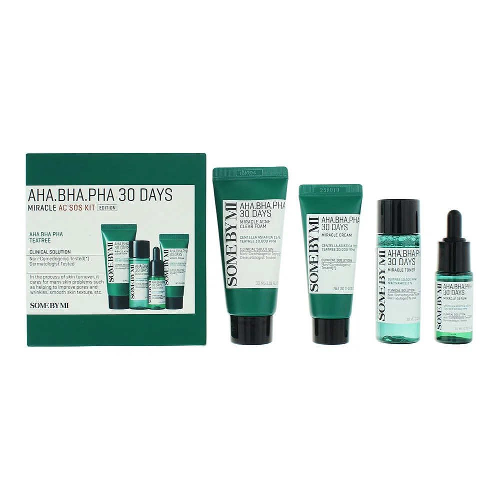 Some By Mi 30 days AHA, BHA, PHA Miracle Acne Sos Kit 4 Piece Gift SetFor Women