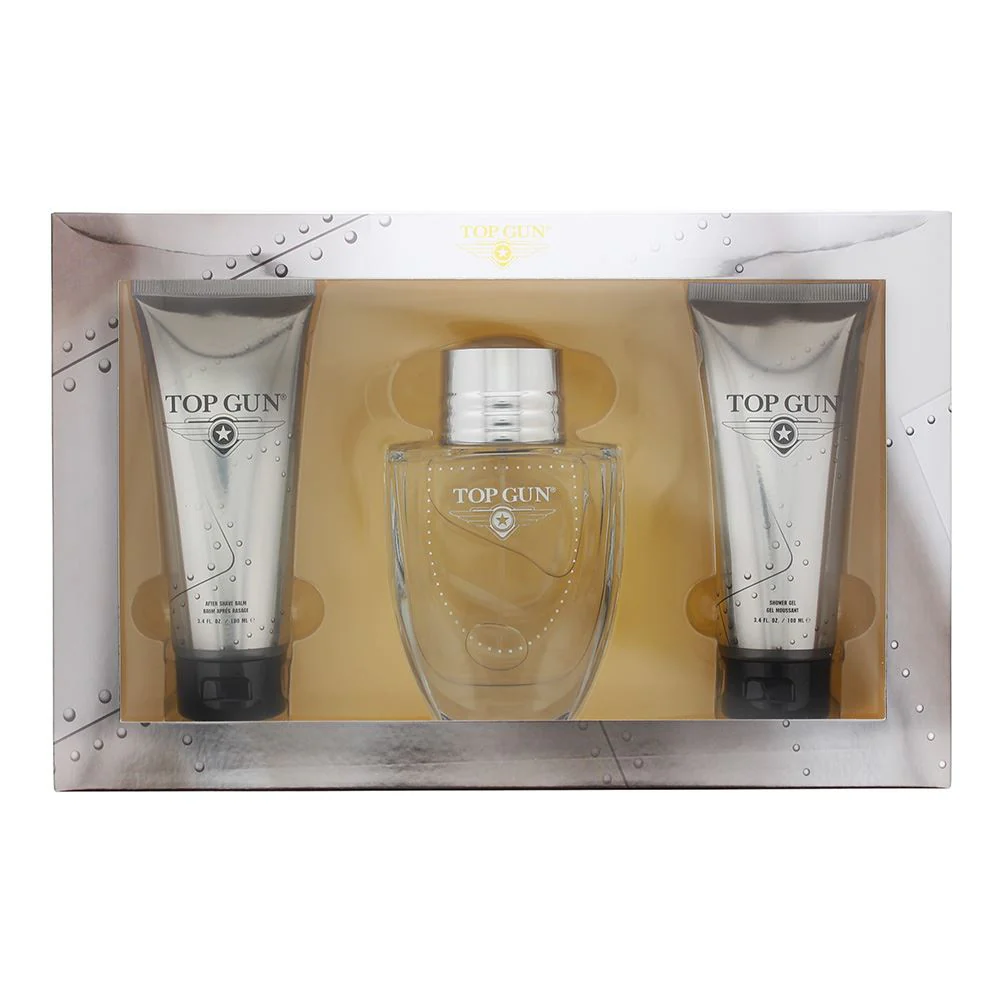Top Gun Chevron Gift Set: EDT 100ml -Hair Body Wash 100ml -Aftershave Balm 100ml