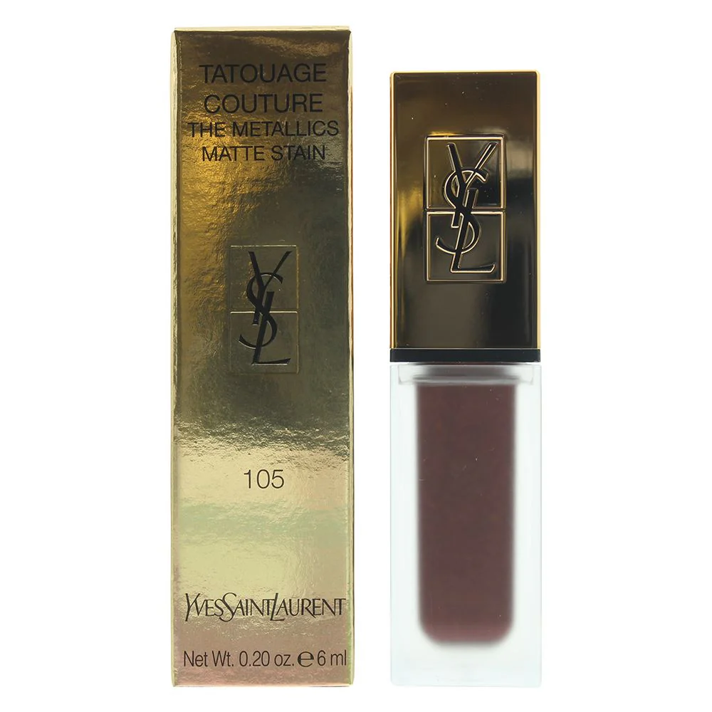 YSL Tatouage Couture The Metallics Matte 105 Magnetic Prune Temper Lip Stain 6g